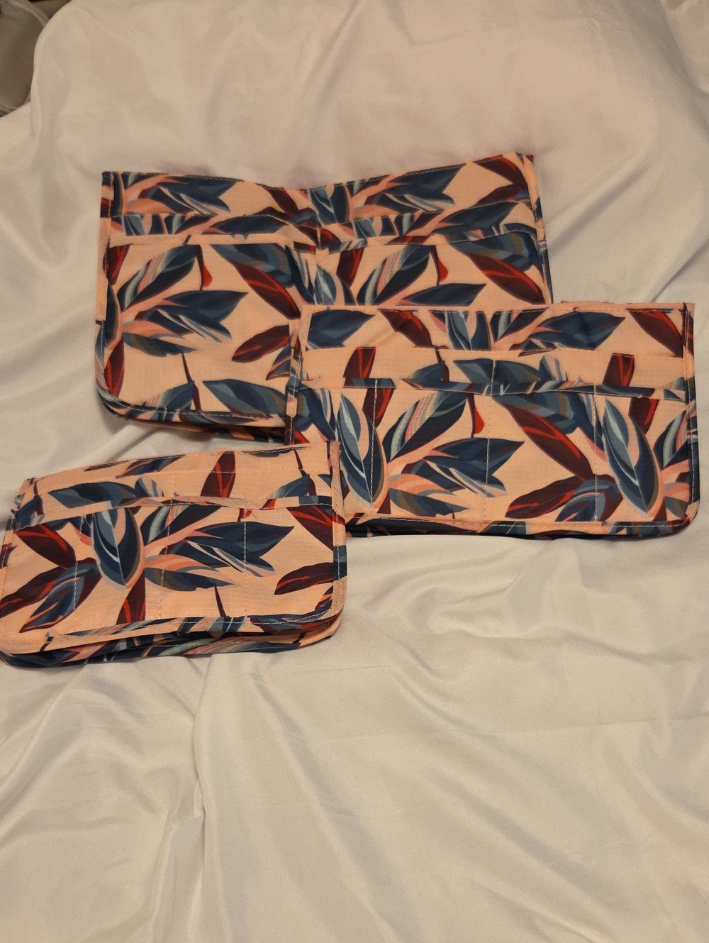 Periea Print Pouch Set in Peach, Blue & Red